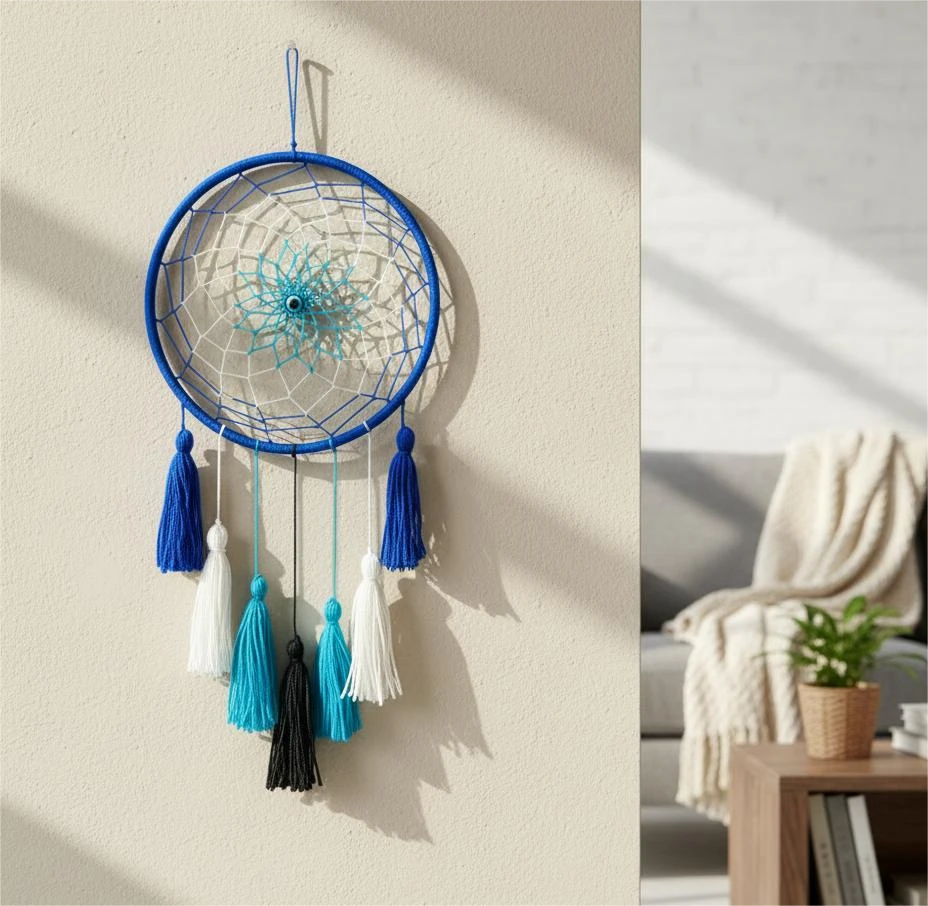 ATRAPA SUEÑO OJO TURCO N°4 6 AROS CON POMPON: imagen 1