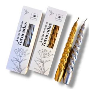 VELAS TORNEADAS X 3 ORO Y PLATA: imagen 1