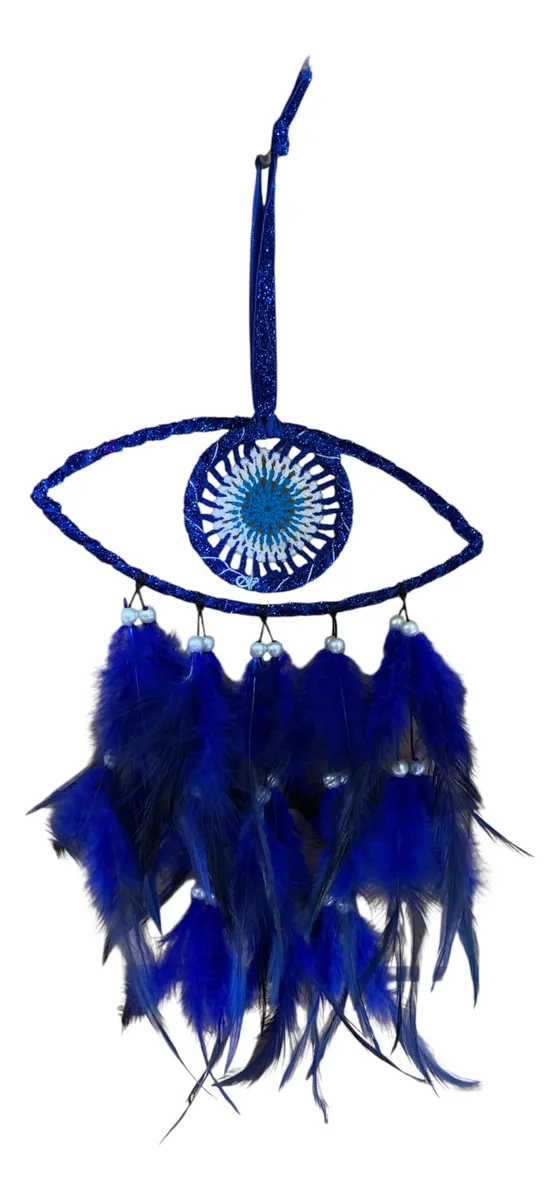 ATRAPA SUEÑO OJO TURCO N°3 FORMA OJO CON PLUMAS