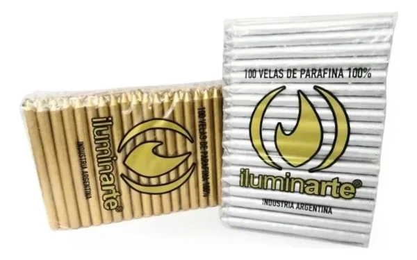 VELAS CORTAS ORO Y PLATA X 50
