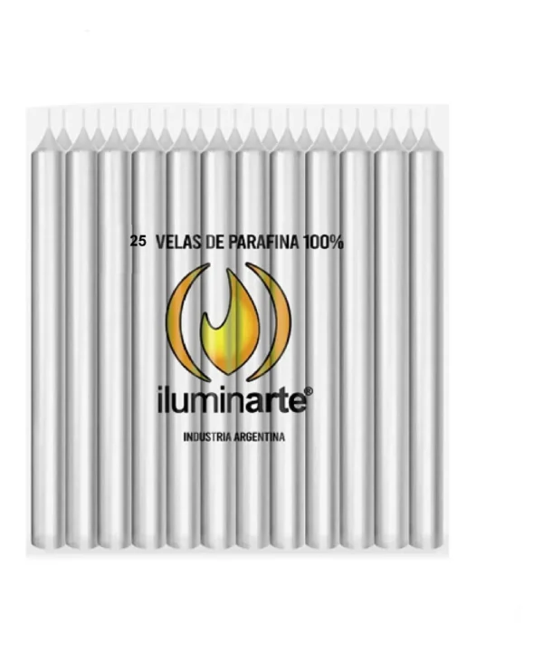 VELAS LARGAS ORO Y PLATA X 100