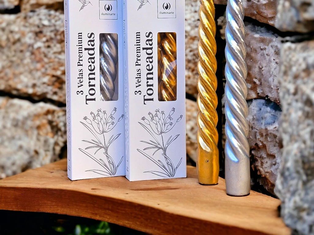 VELAS TORNEADAS X 3 ORO Y PLATA: imagen 4