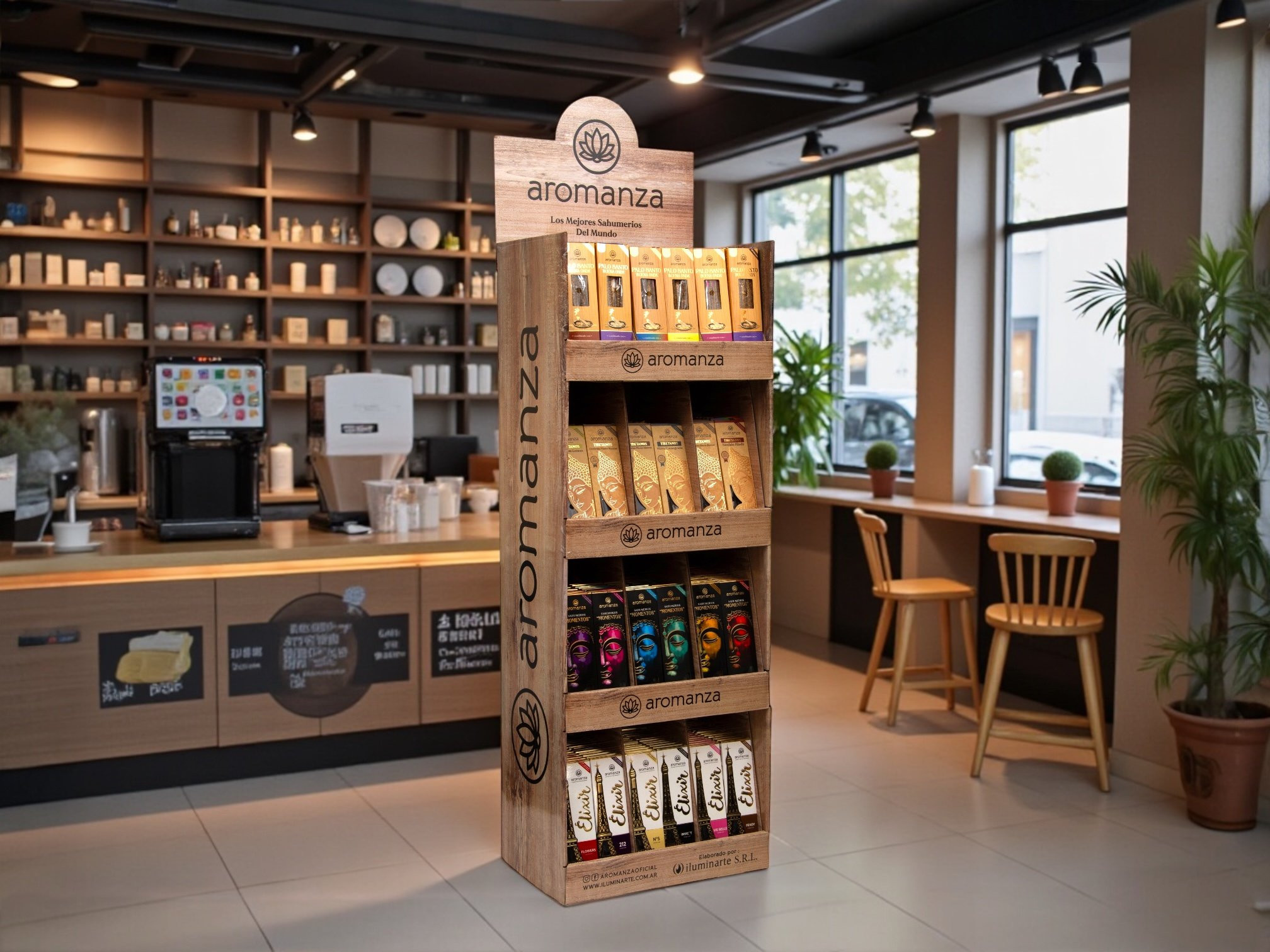 Exhibidor Simil Madera (Carton)43x30x150: imagen 1