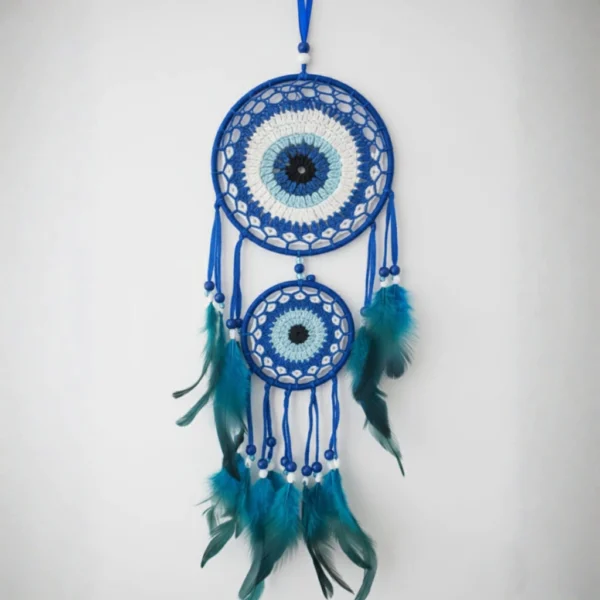 ATRAPA SUEÑO OJO TURCO N°6 5 AROS CON PLUMAS