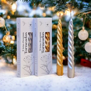 VELAS TORNEADAS X 3 ORO Y PLATA: imagen 5