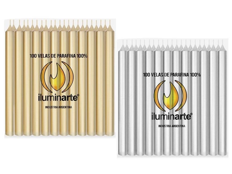 VELAS LARGAS ORO Y PLATA X 100: imagen 1
